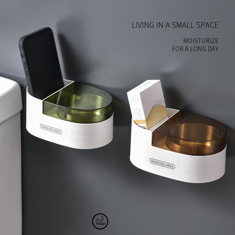 Premium Stainless Steel Wall Mounted Ashtray With Lid Space Saving Bathroom Ash Holder 5