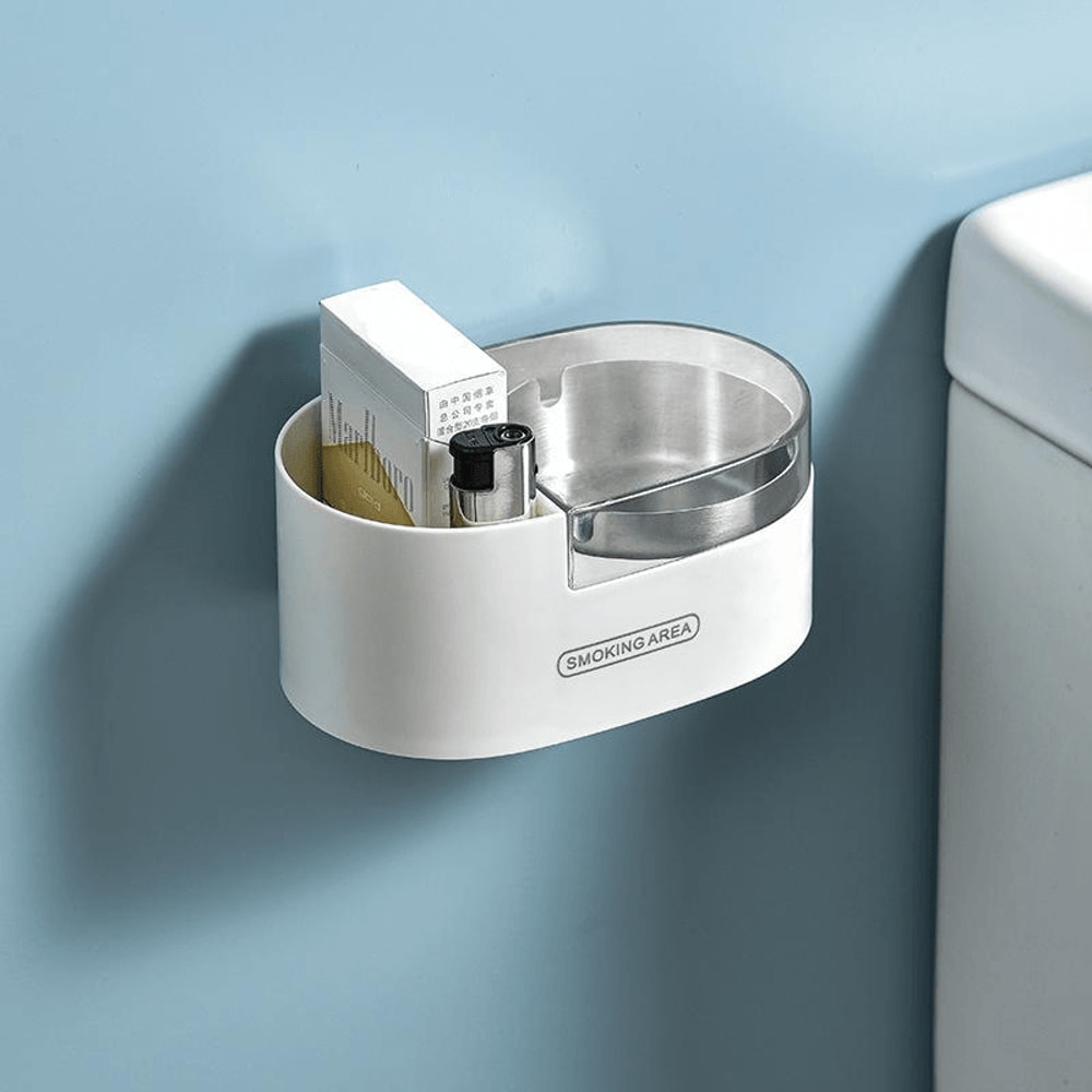 Premium Stainless Steel Wall Mounted Ashtray With Lid Space Saving Bathroom Ash Holder 7