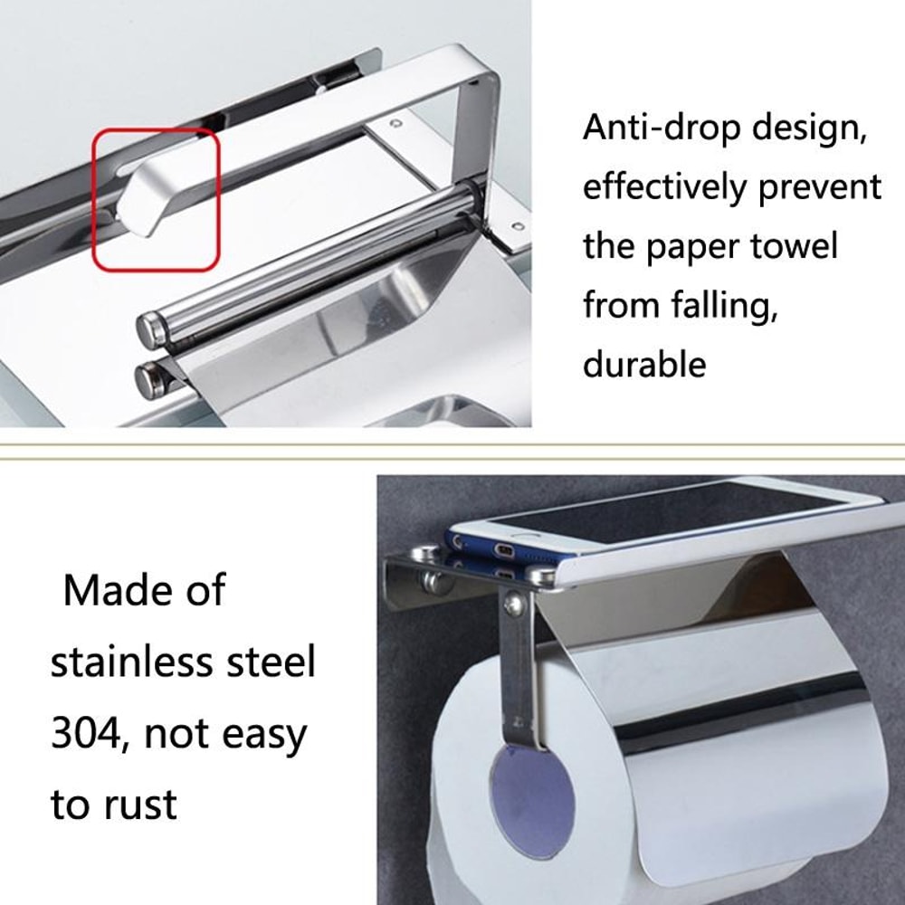 Premium Stainless Steel Paper Towel Mobile Rack For Bathroom 3