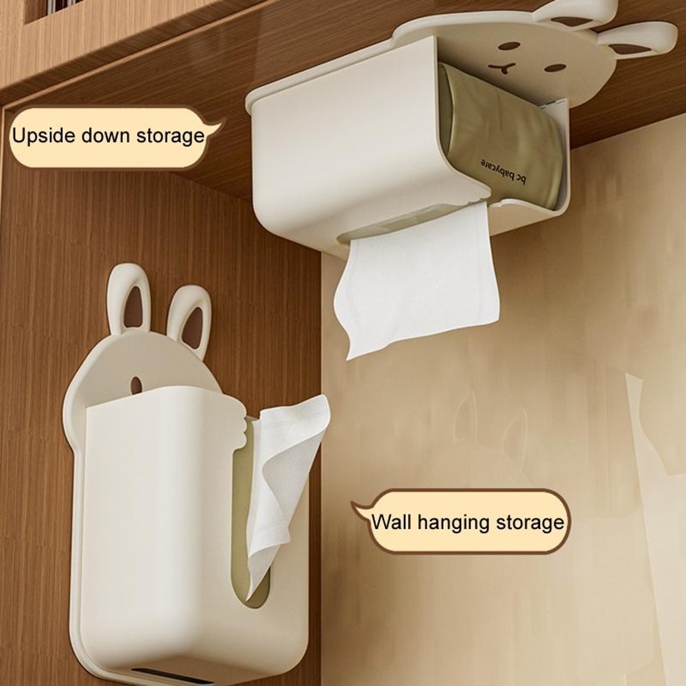 Cartoon Rabbit Wall Mounted Tissue Box Organizer Kitchen Washcloth Holder Space Saving Bathroom Ti 4