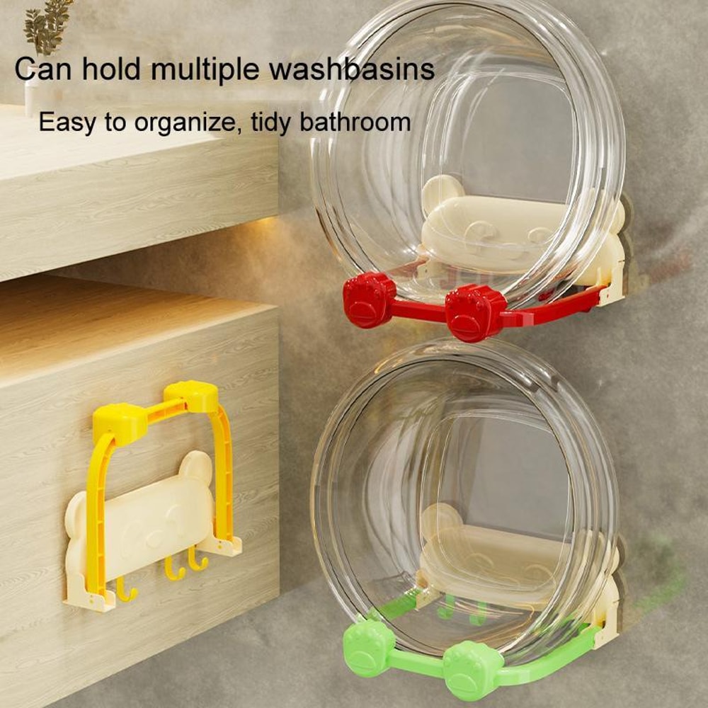 Foldable Suction Cup Bathroom Rack With Hooks Wall Shelf 1