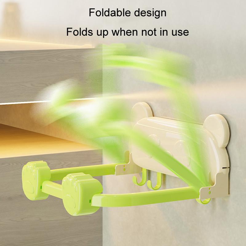 Foldable Suction Cup Bathroom Rack With Hooks Wall Shelf 2