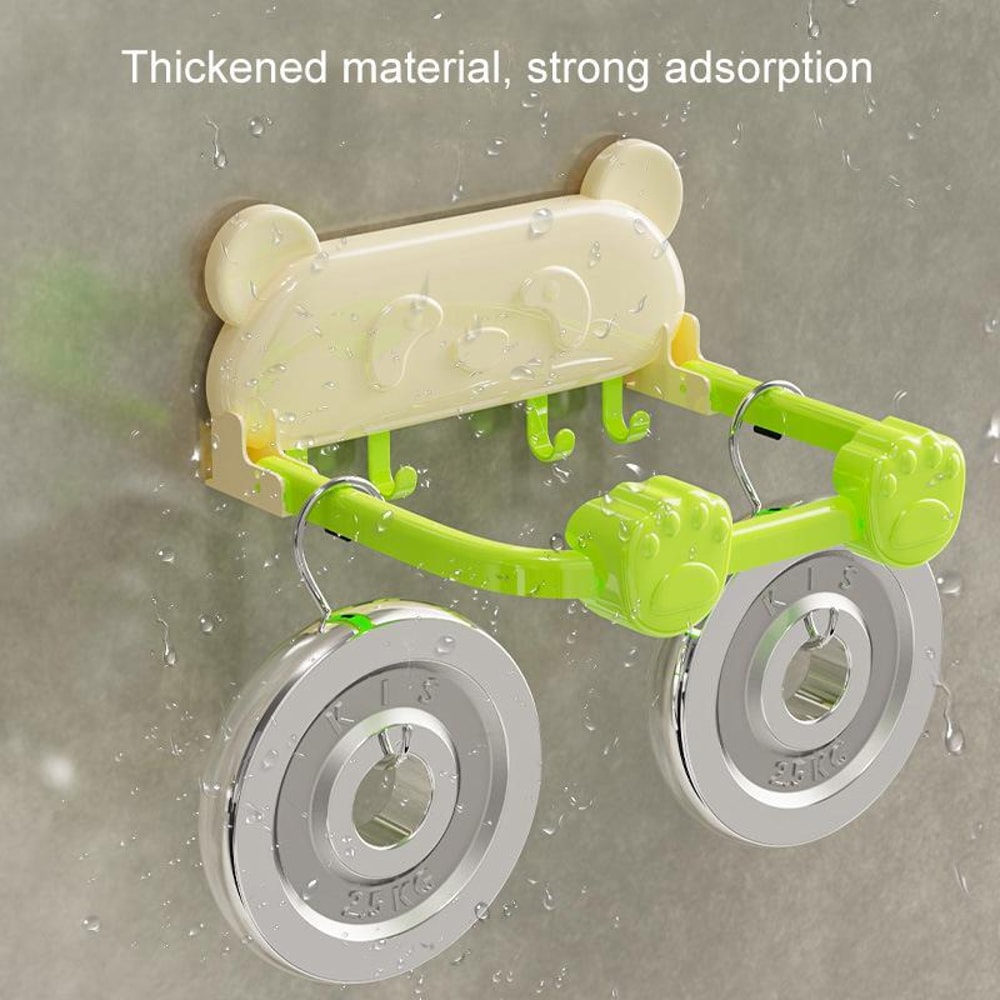 Foldable Suction Cup Bathroom Rack With Hooks Wall Shelf 3