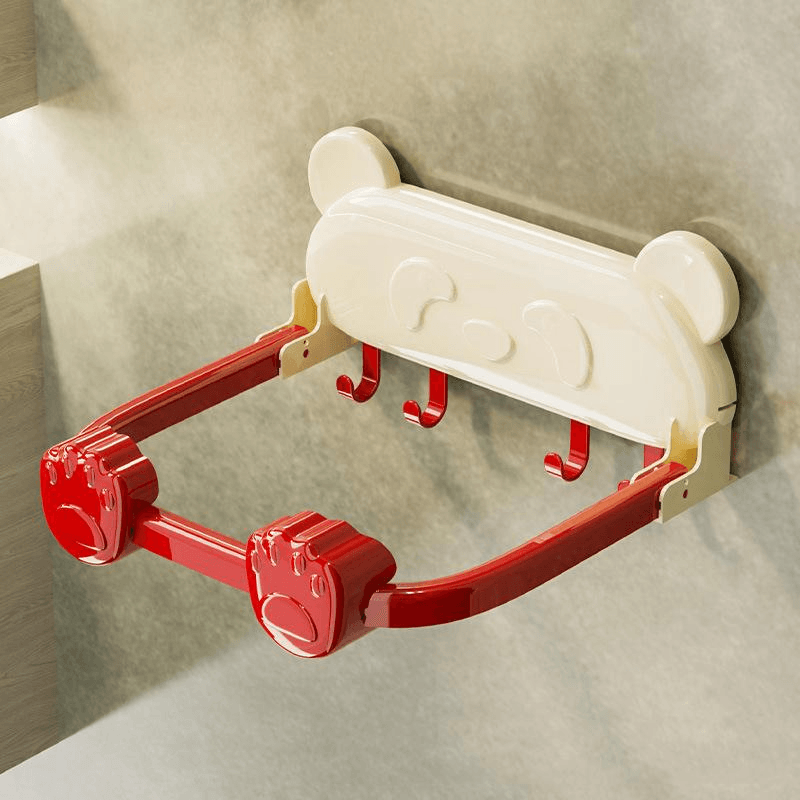 Foldable Suction Cup Bathroom Rack With Hooks Wall Shelf 9