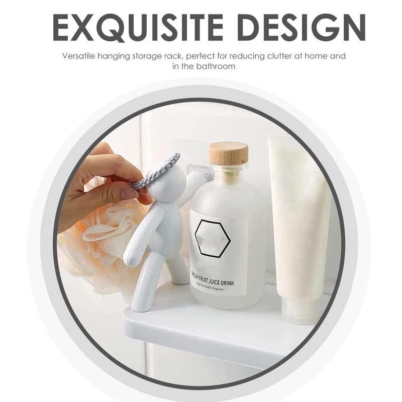 Wall Mounted Person Shape Suction Cup Bathroom Suction Cup Shelf & Cosmetic Storage Organizer