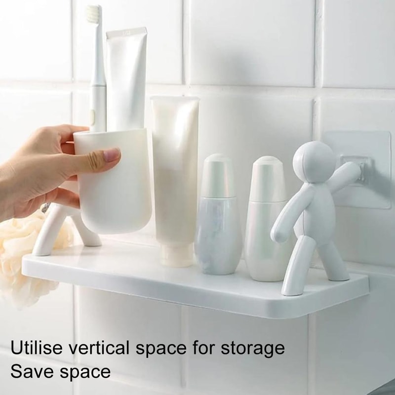 Wall Mounted Person Shape Suction Cup Bathroom Suction Cup Shelf & Cosmetic Storage Organizer