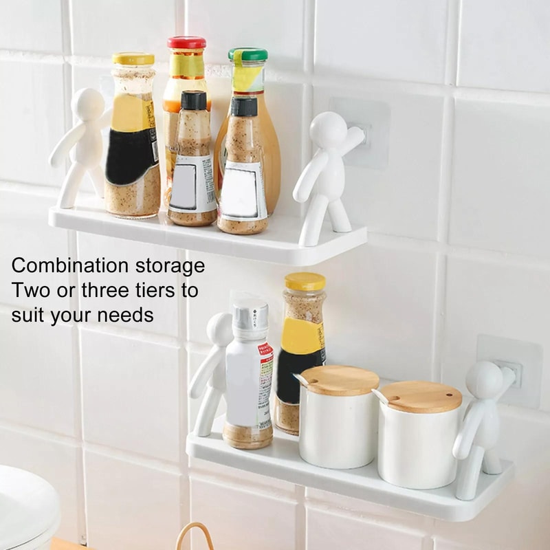 Wall Mounted Person Shape Suction Cup Bathroom Suction Cup Shelf & Cosmetic Storage Organizer
