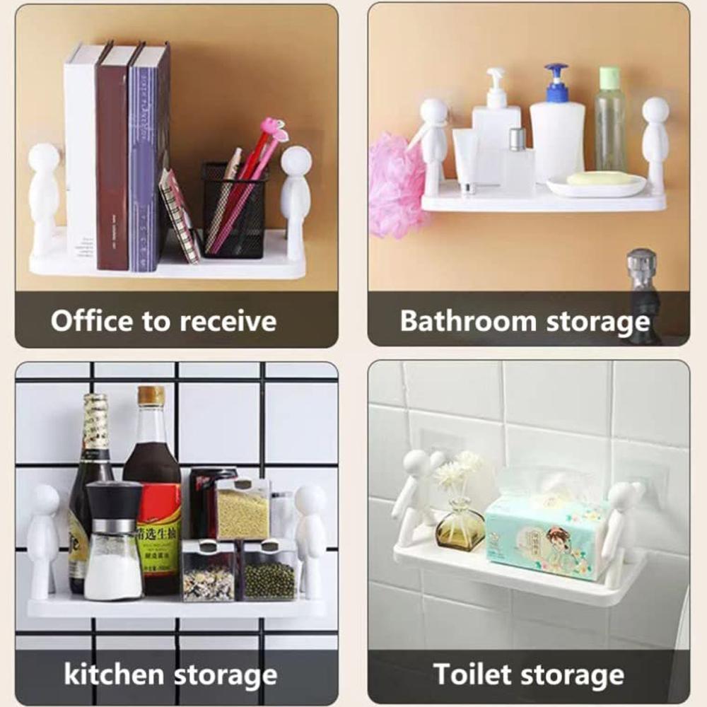 Wall Mounted Person Shape Suction Cup Bathroom Suction Cup Shelf & Cosmetic Storage Organizer