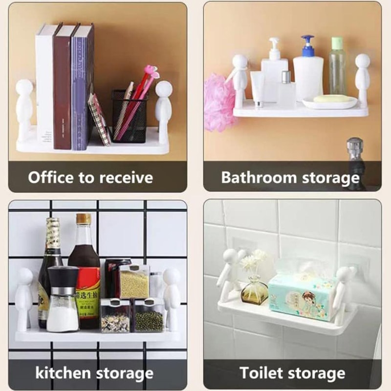 Wall Mounted Person Shape Suction Cup Bathroom Suction Cup Shelf & Cosmetic Storage Organizer