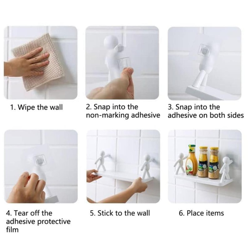 Wall Mounted Person Shape Suction Cup Bathroom Suction Cup Shelf & Cosmetic Storage Organizer