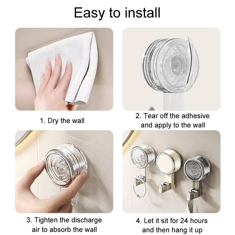 Transparent Bathroom Suction Cup Hooks WallMounted Organizer 7