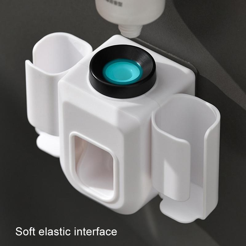 Premium Wall Mounted Toothbrush Holder With Automatic Toothpaste Dispenser And Hands Free Toothpast 2