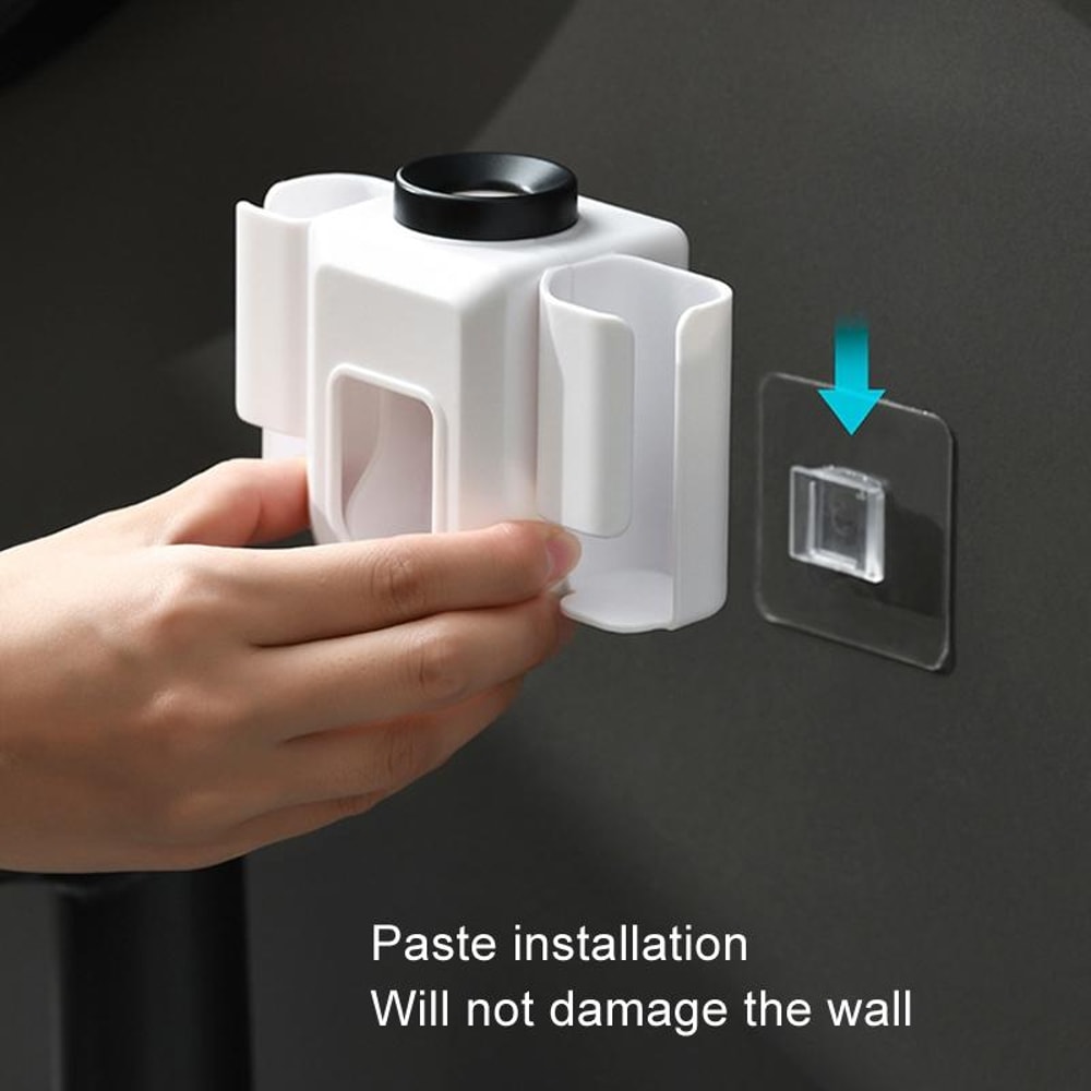 Premium Wall Mounted Toothbrush Holder With Automatic Toothpaste Dispenser And Hands Free Toothpast 3