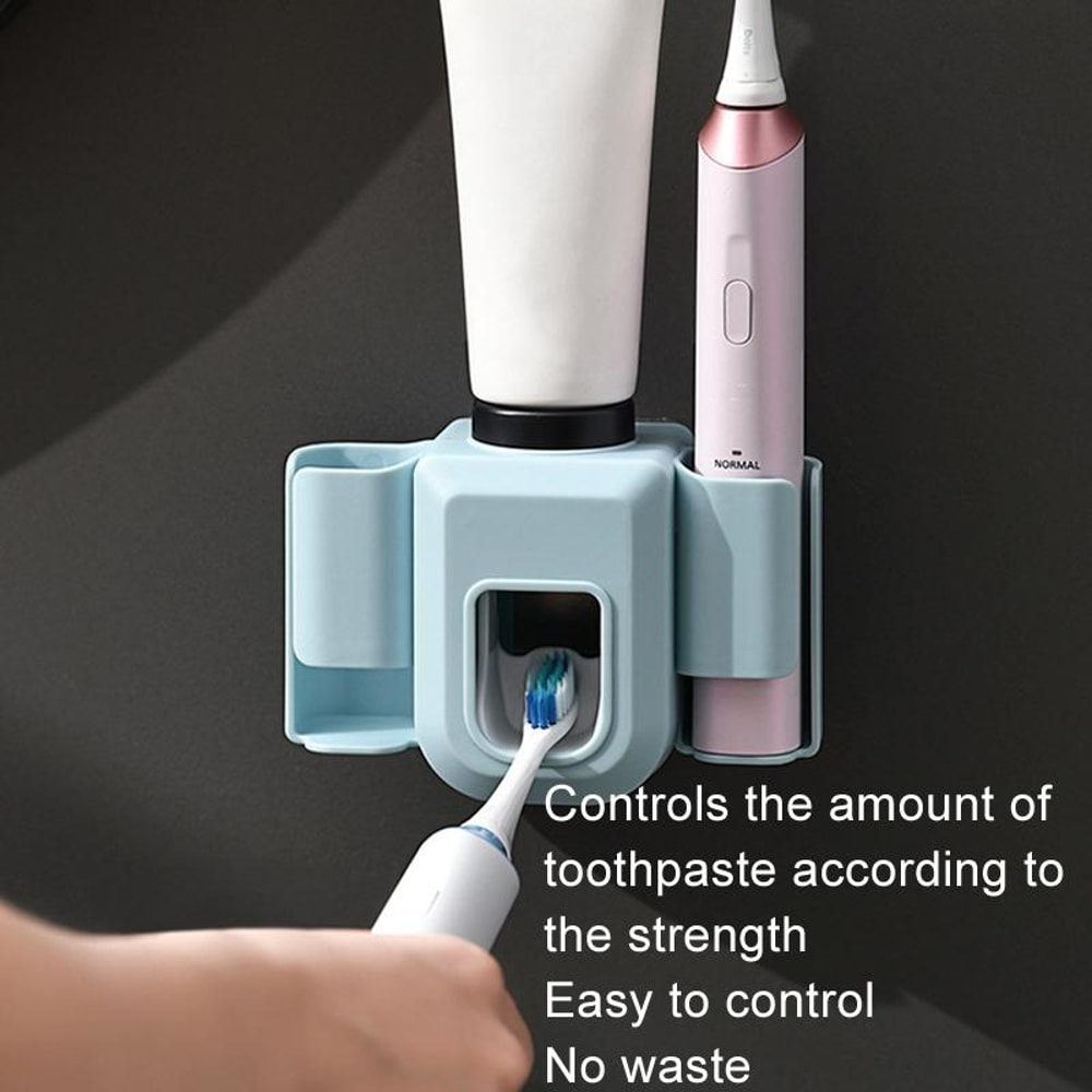 Premium Wall Mounted Toothbrush Holder With Automatic Toothpaste Dispenser And Hands Free Toothpast 5