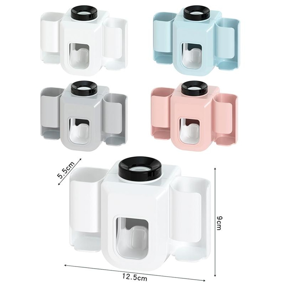 Premium Wall Mounted Toothbrush Holder With Automatic Toothpaste Dispenser And Hands Free Toothpast 9