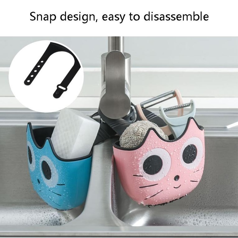 Premium Cartoon Adjustable Sink Hanging Organizer Kitchen Bathroom Storage Basket 2
