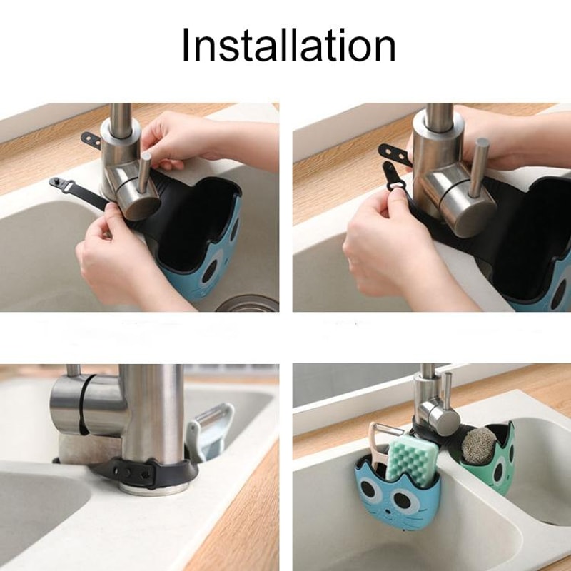 Premium Cartoon Adjustable Sink Hanging Organizer Kitchen Bathroom Storage Basket 6