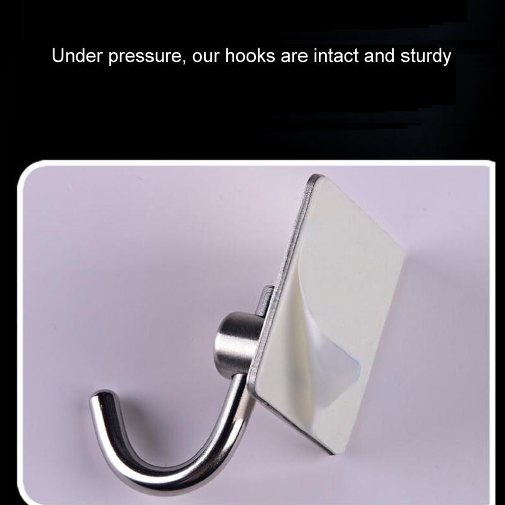 Premium Stainless Steel Sticky Hook Hole Free Wall Mount For Kitchen Bathroom 4
