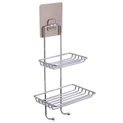 double layer stainless steel soap stand with magic sticker bathroom shelf organizer