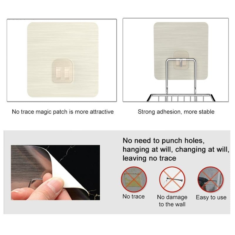 Double Layer Stainless Steel Soap Stand With Magic Sticker Bathroom Shelf Organizer 2