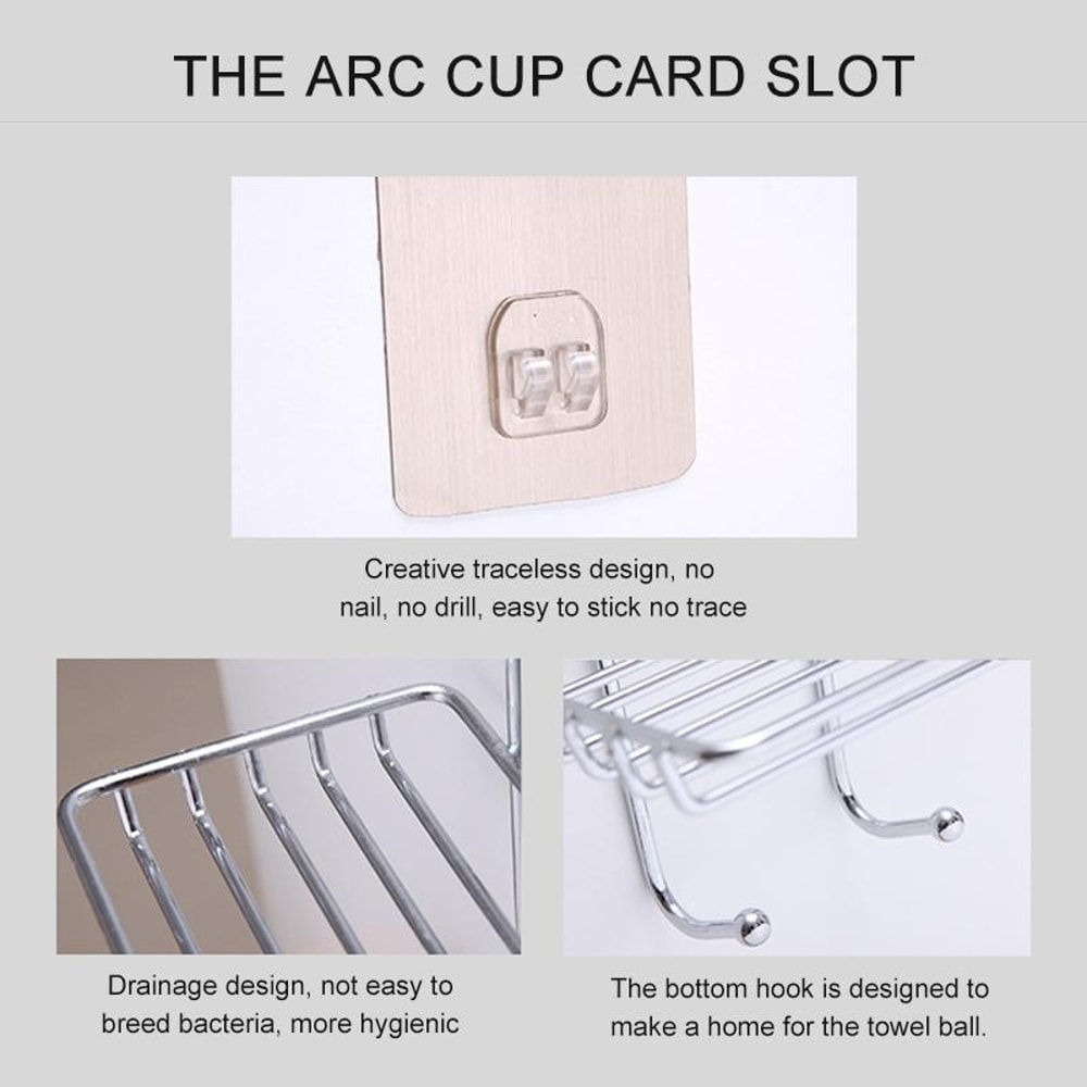 Double Layer Stainless Steel Soap Stand With Magic Sticker Bathroom Shelf Organizer 3