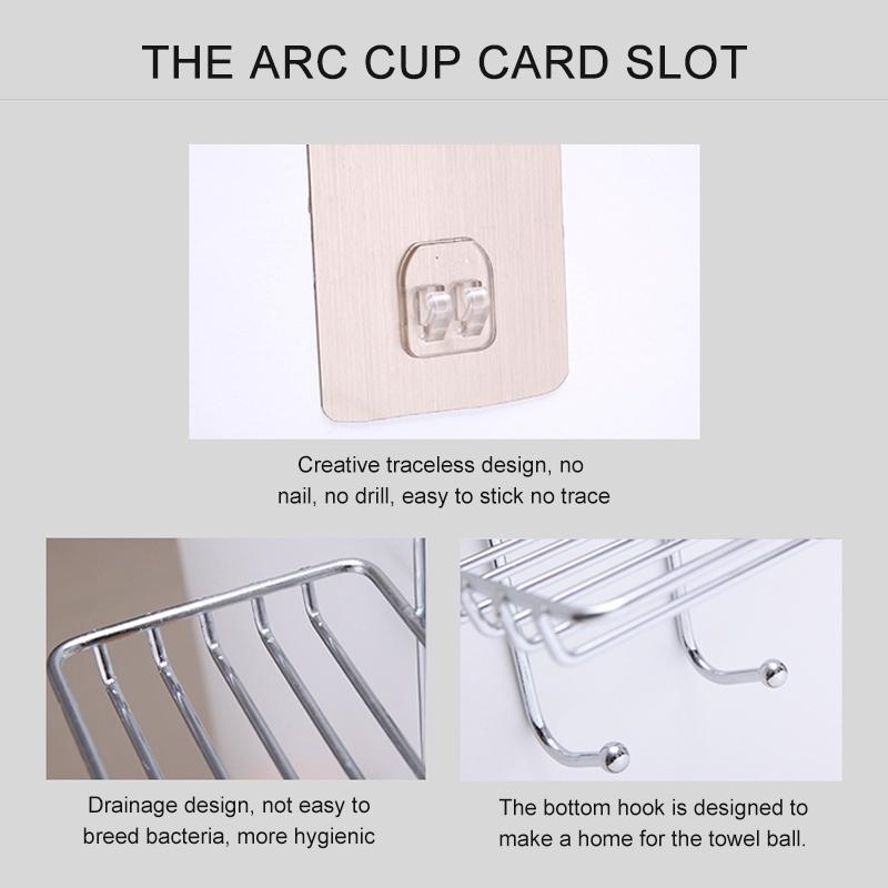 Double Layer Stainless Steel Soap Stand With Magic Sticker Bathroom Shelf Organizer 3