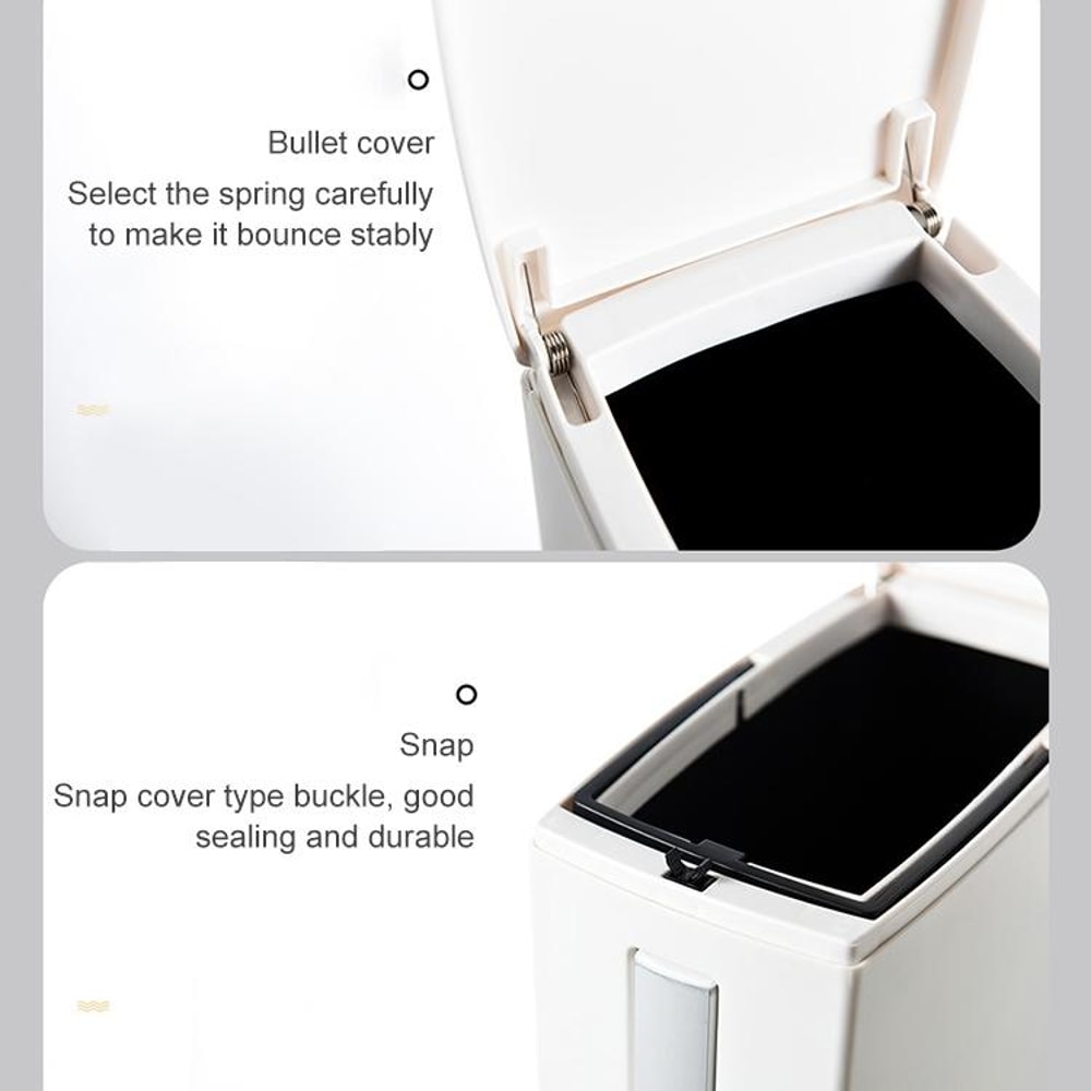 Premium Bathroom Toilet Brush Trash Can Set Square Press Lid Design 8