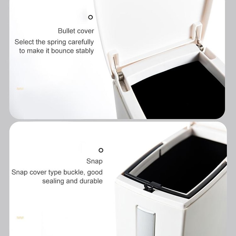 Premium Bathroom Toilet Brush Trash Can Set Square Press Lid Design 8