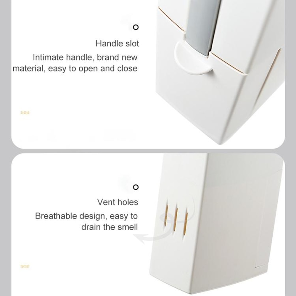 Premium Bathroom Toilet Brush Trash Can Set Square Press Lid Design 7