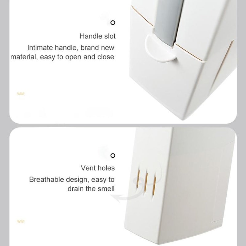 Premium Bathroom Toilet Brush Trash Can Set Square Press Lid Design 7