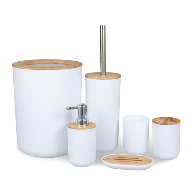 Premium Bathroom Set With Toothbrush Holder Kit Trash Can 0