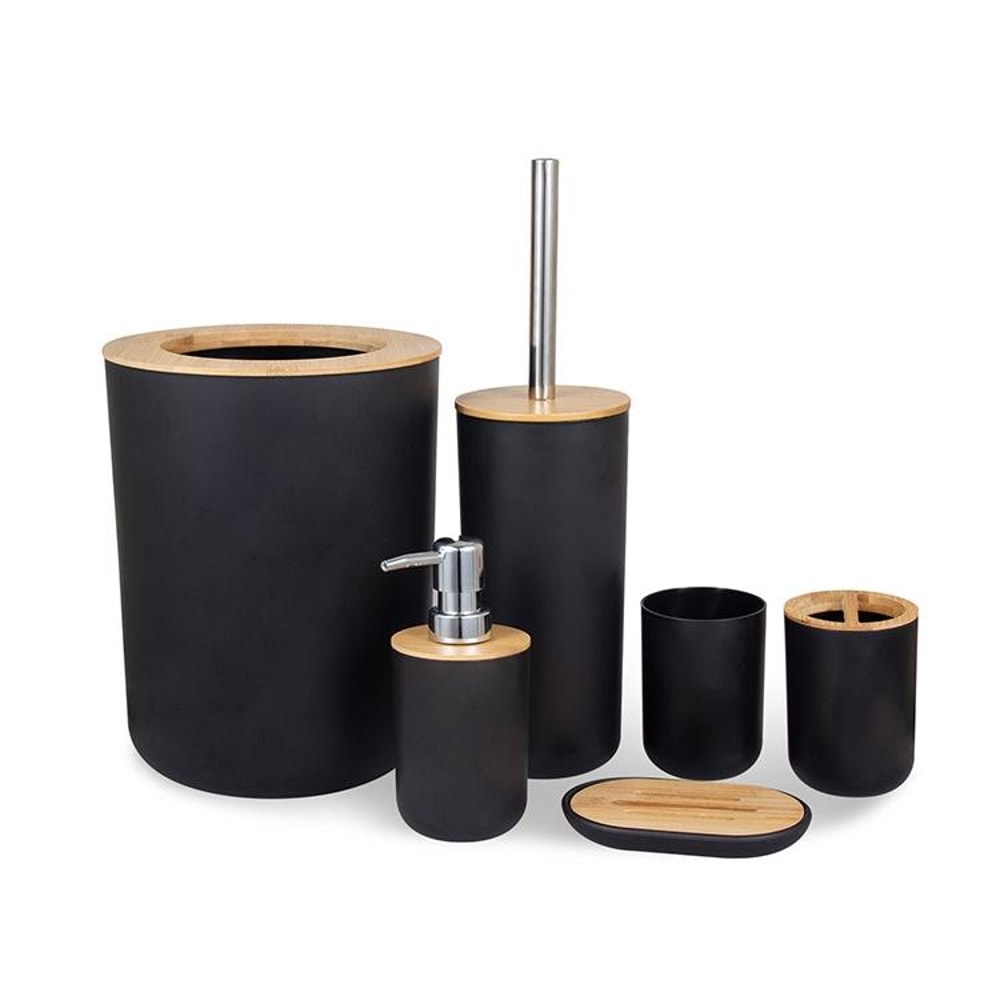 Premium Bathroom Set With Toothbrush Holder Kit Trash Can 4