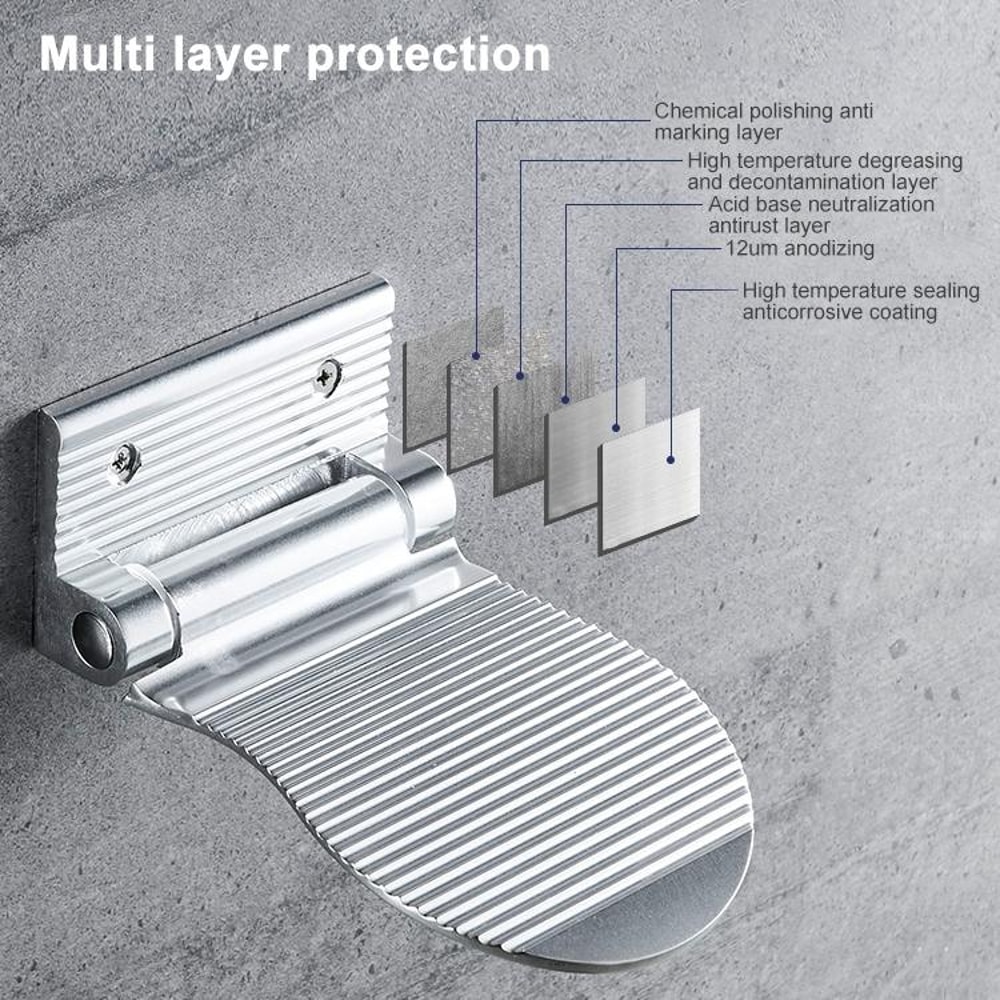 Wall-Mounted Aluminium Bathroom Footrest & Shower Footstool Sleek Black Design