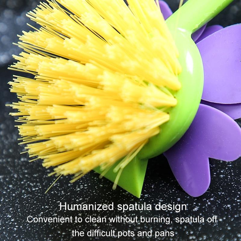 Flower Shaped Long Handle Pot Brush For Kitchen Sink Cleaning 7