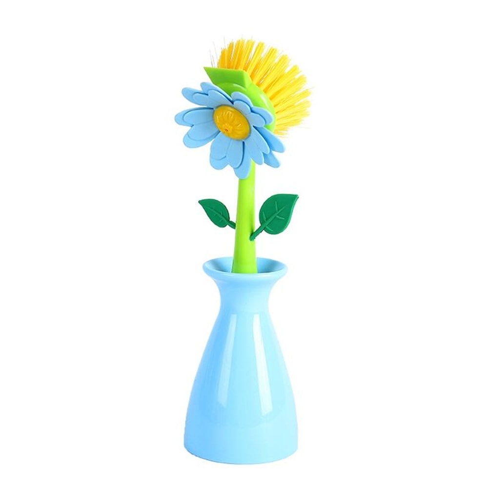 Flower Shaped Long Handle Pot Brush For Kitchen Sink Cleaning 9