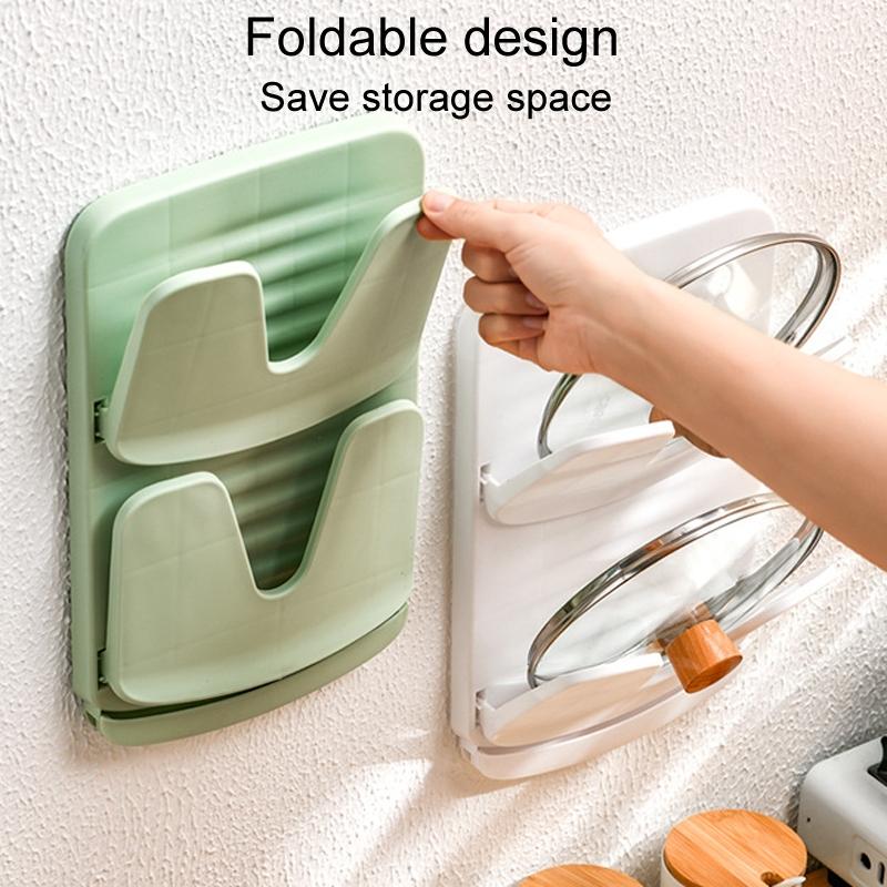 Premium Wall Mounted Pot Lid Kitchen Storage Rack Double Layer Wall Mounted Pot Lid Holder Space S 2