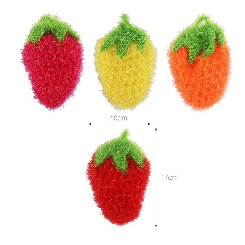 Strawberry Pattern Thickened Kitchen Washcloths Durable Soft Napkins 2