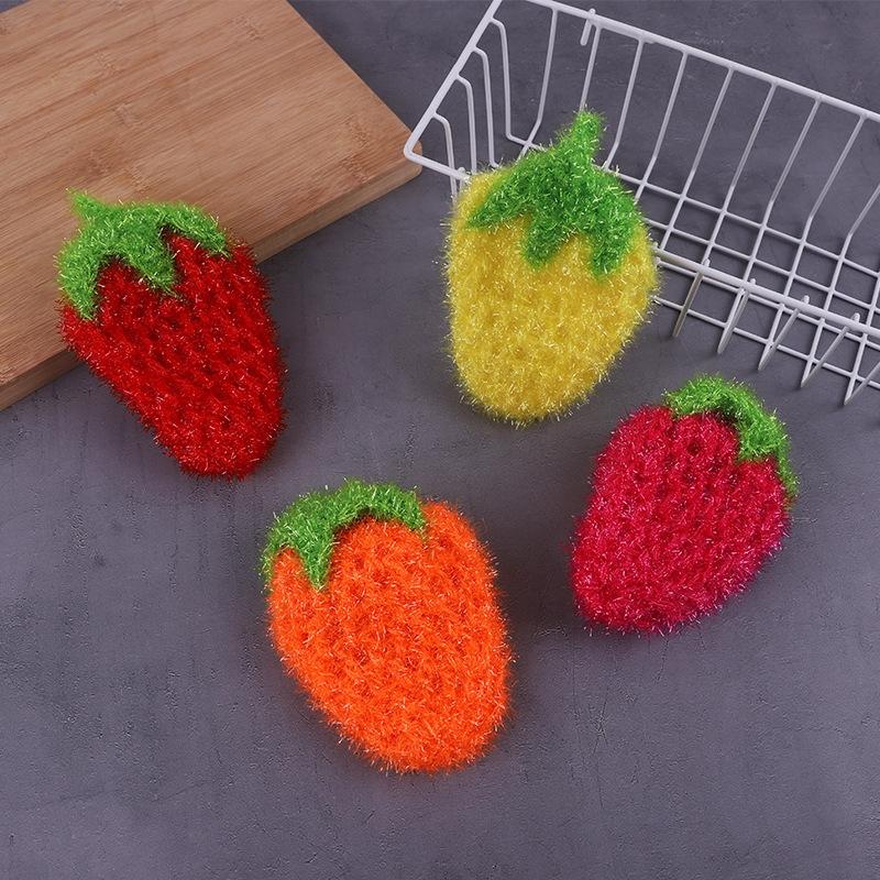 Strawberry Pattern Thickened Kitchen Washcloths Durable Soft Napkins 0