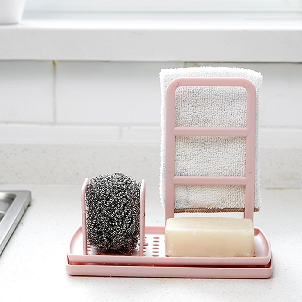 Kitchen Sponge Dishcloth Storage Rack Double Layer Drain Organizer 1