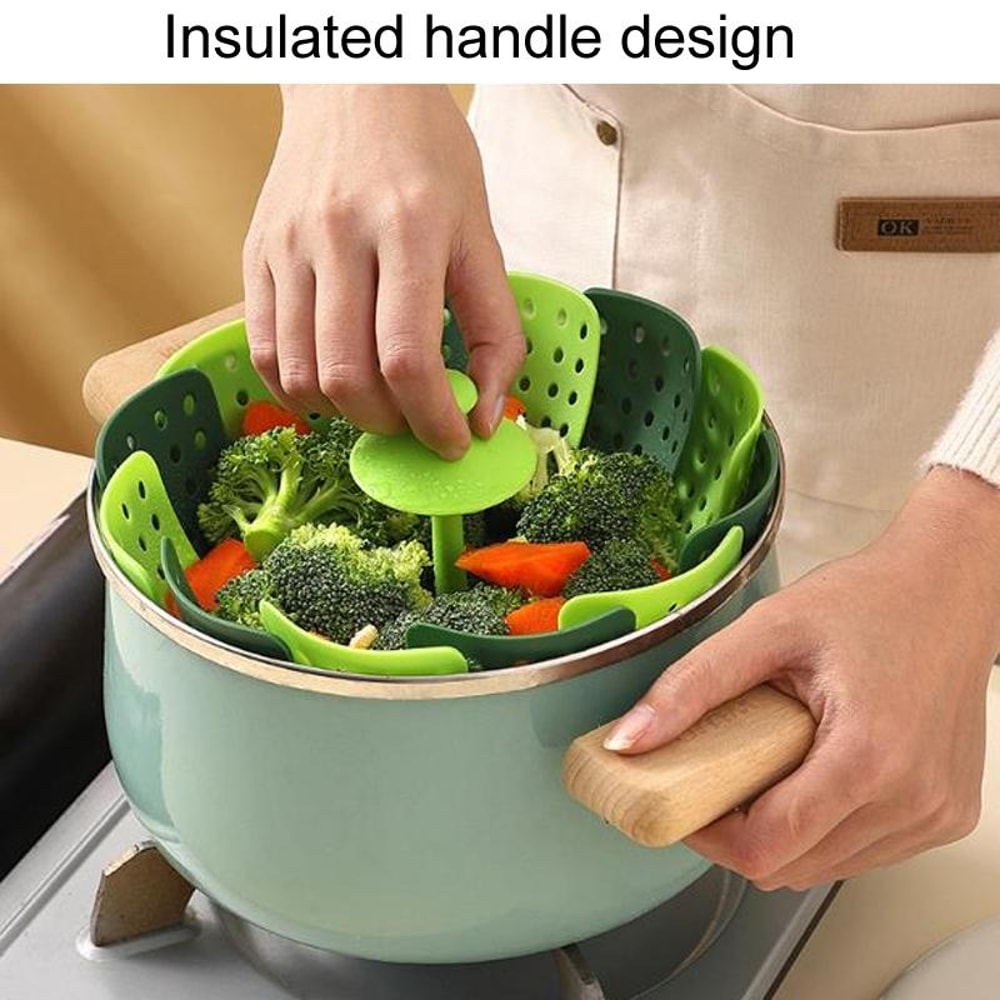 Foldable Kitchen Vegetable Steamer Basket Space Saving Healthy Cooking Tool 4