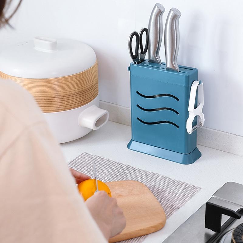 Premium Multifunctional Kitchen Knife Holder With Hollow Drain Storage Rack 5