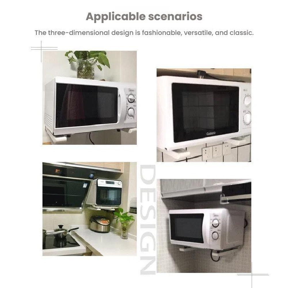 Retractable Folding Microwave Bracket Heavy Duty Adjustable Kitchen Shelf