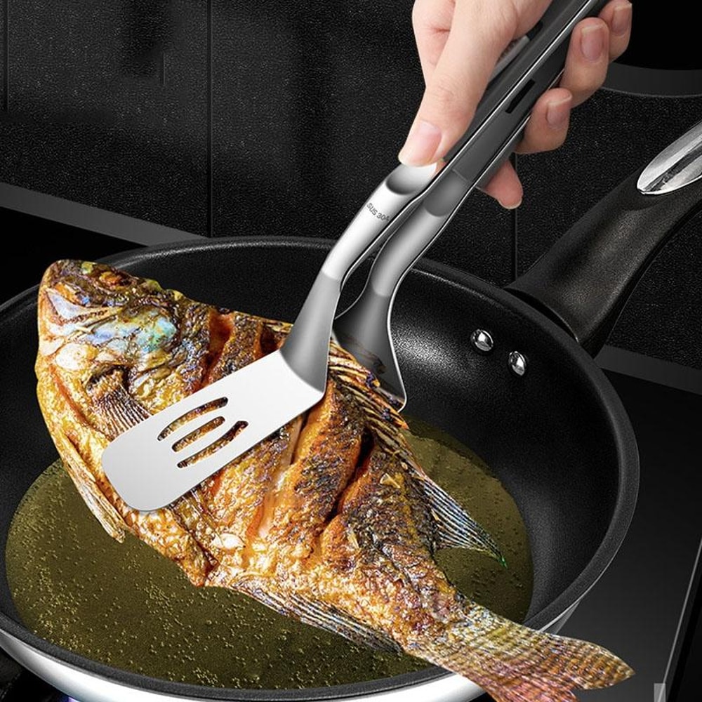 Premium Stainless Steel Fish Grill Spatula With Locking Handle 6