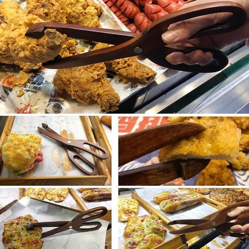 Premium Wooden Food Clip Kitchen Barbecue Utensil For Pastry Bread 6