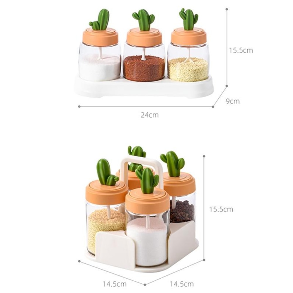 Cactus Layered Kitchen Seasoning Bottle Set Spice Organizer 6