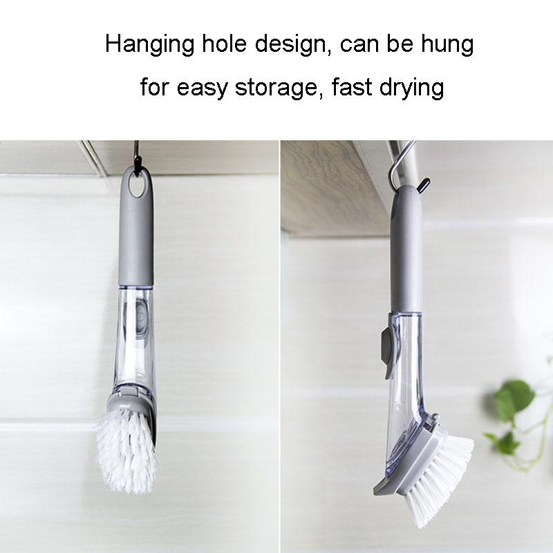 Kitchen Long Handle Automatic Liquid Filling Non Stick Pan Scrubber Cleaning Brush 3