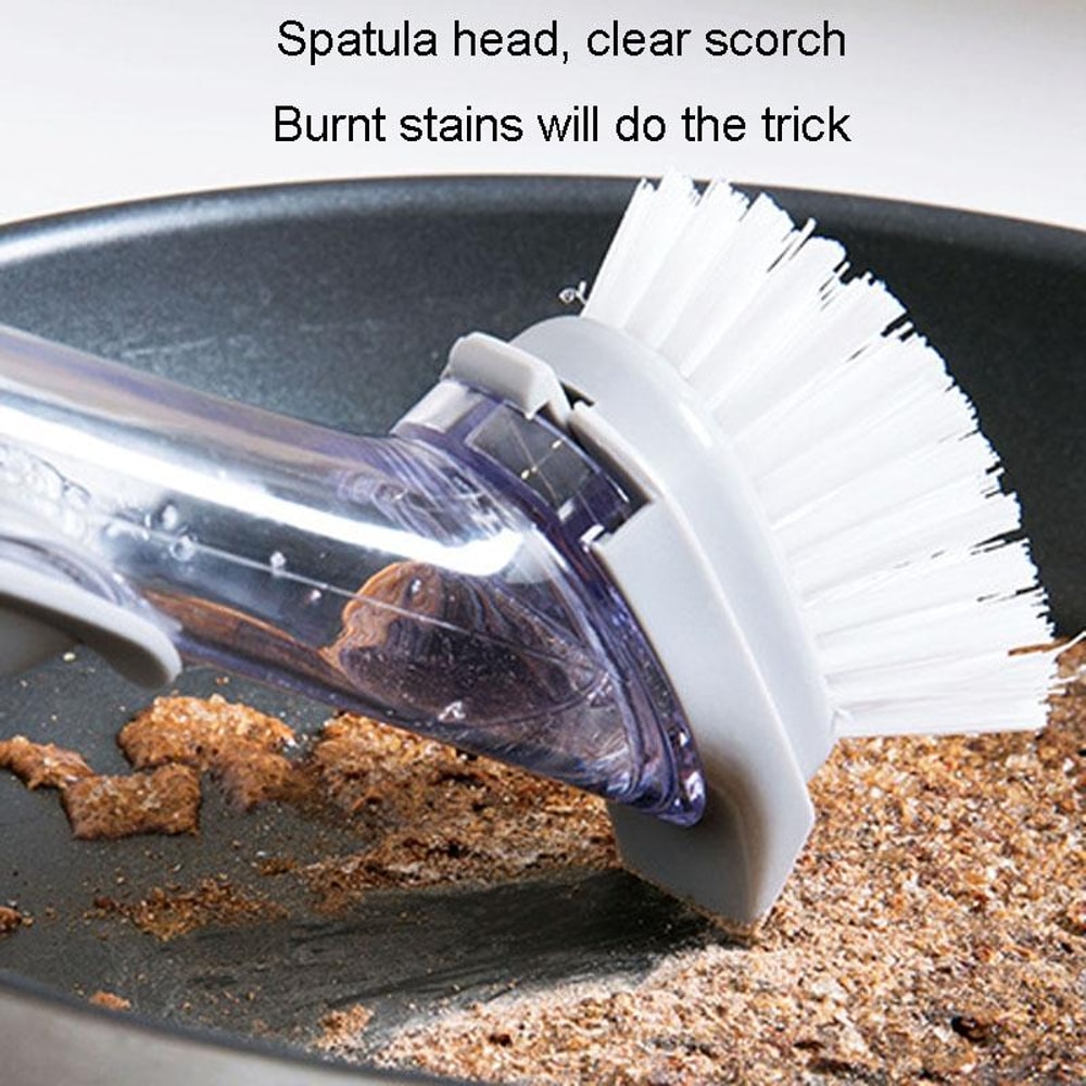 Kitchen Long Handle Automatic Liquid Filling Non Stick Pan Scrubber Cleaning Brush 7