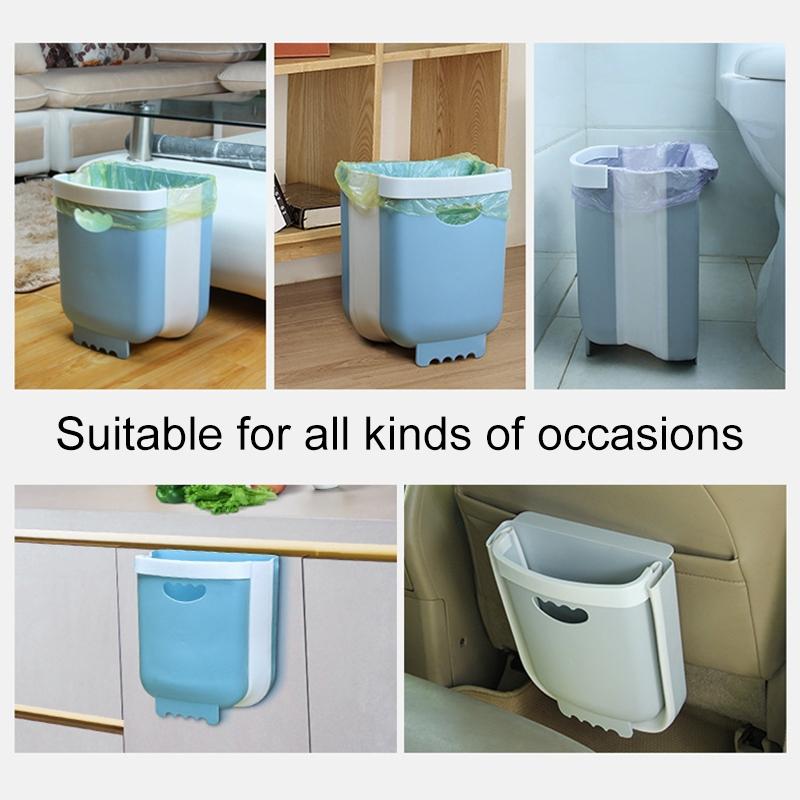Folding Car Home Trash Can Wall Mounted Organizer 12