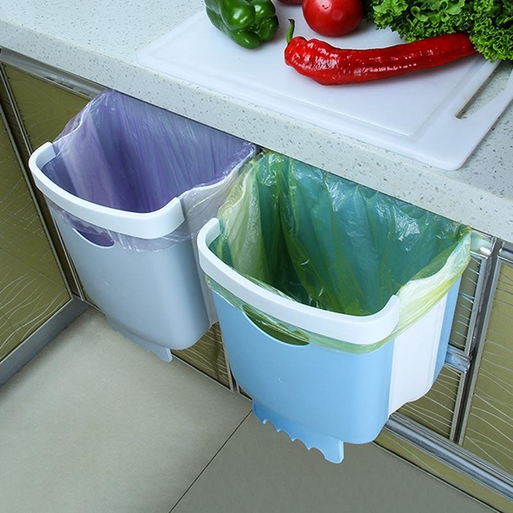 Folding Car Home Trash Can Wall Mounted Organizer 4