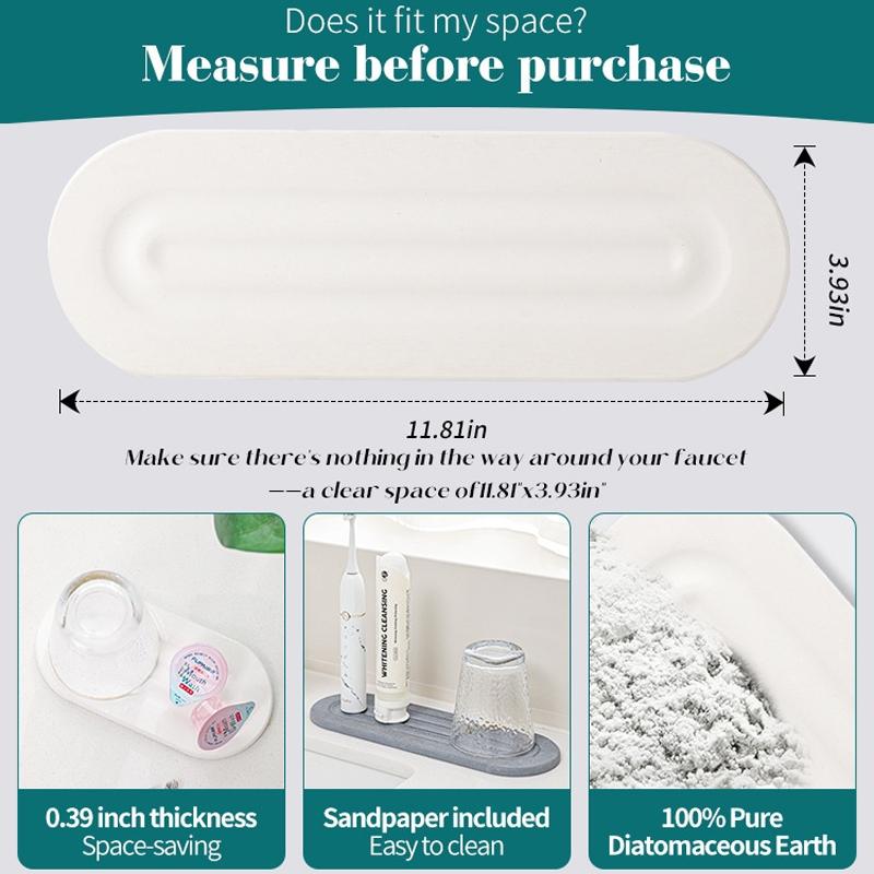 Premium Diatomite Drying Mat Set QuickDry Bathroom Kitchen Counter Mat 2